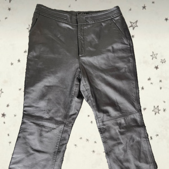 VTG Black Lambskin Leather Charlotte Straight Leg Pants: Size 8P - Picture 3 of 5